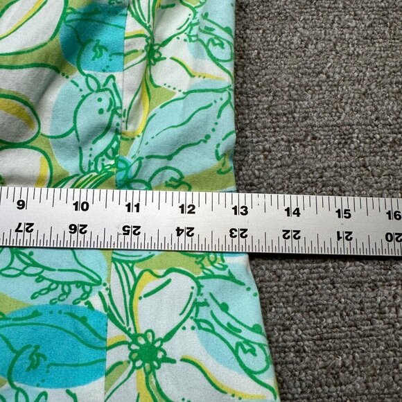 Lilly Pulitzer Strapless Blue Green Floral Tie Back Cotton Summer Dress Size 8 - Picture 2 of 6